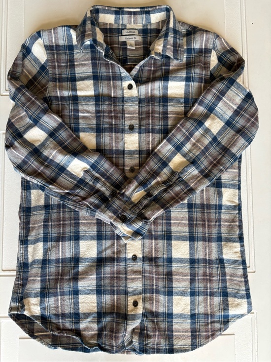 L.L. Bean Tops - L.L. Bean Women’s Scotch Plaid Flannel Blue/Purple Size Small